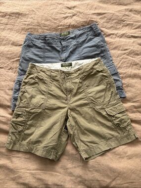 Eddie Bauer Women's Cargo Shorts — Olive Green and Slate Blue